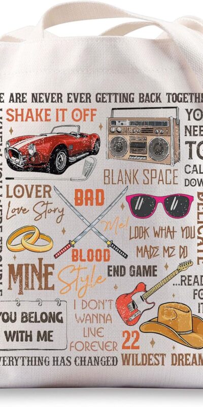 Singer Album Canvas Tote Bag - Tour Gift, Lyrics Design