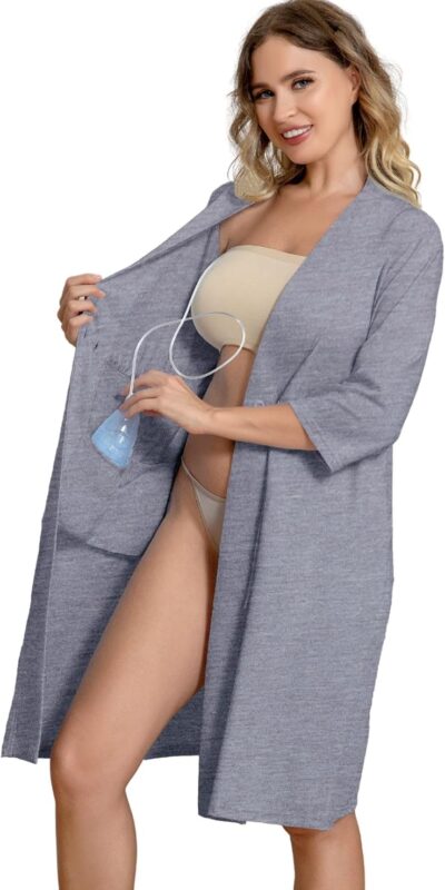 Mastectomy Robe for Women, 4 Drain Pockets, Big Tall