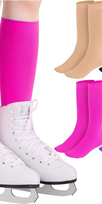 4 Pairs High Tights Nylon Ice Skating Socks for Dance