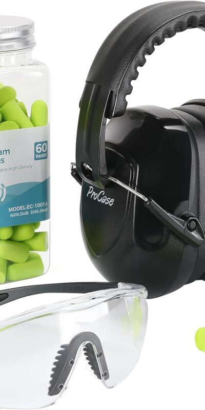 ProCase 4-in-1 Shooting Safety Kit with Earmuffs and Earplugs