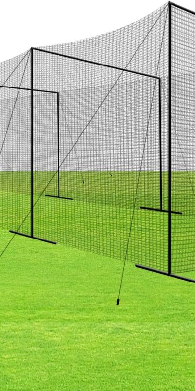 Portable Backyard Batting Cage Net with Pitching Machine Hole