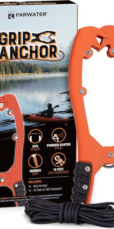 Canoe Anchor Grip with 15ft Paracord - Durable Coated Steel