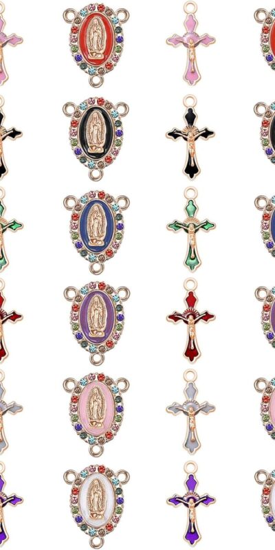 48Pcs Rosary Making Kit with Virgen de Guadalupe Charms