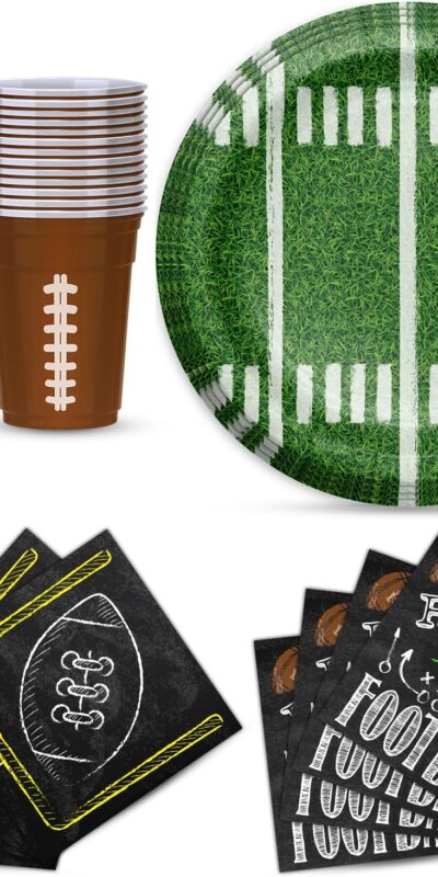 Football Party Supplies Kit for 24 Guests, 72 PCS