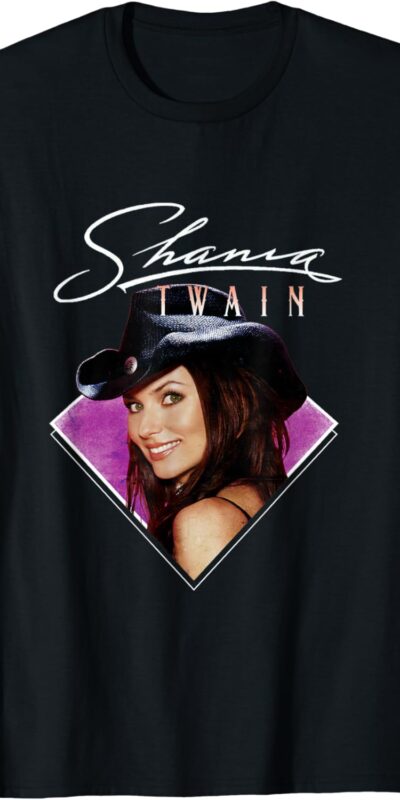 Shania Twain Purple Photo T-Shirt - White Text, Unisex Size