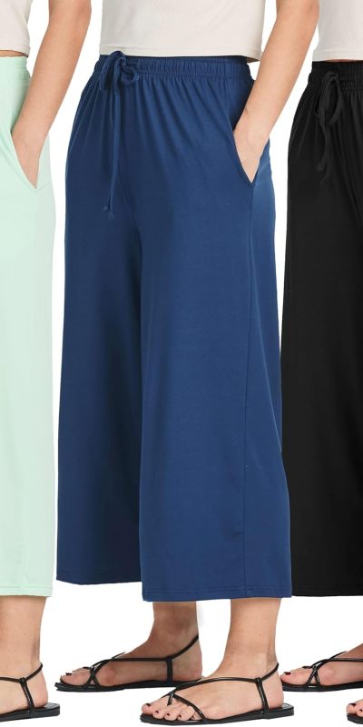 Ultra-Soft Women's Capri Pants 3 Pack with Pockets