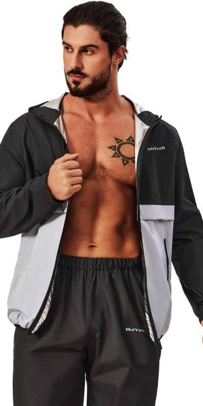 MulYeeh Advanced Weight Loss Sweat Suit Heavy Duty Sauna Suit Fitness Gym Top and Pant Workout Sweatsuit for Men and Women