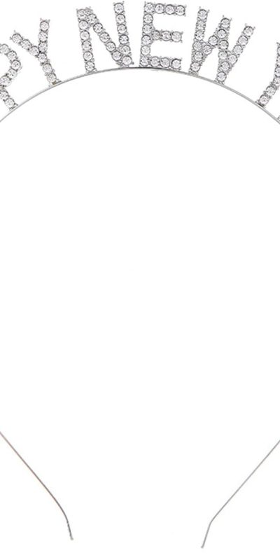 BinaryABC Happy New Year Headband Tiara,Rhinestone New Year Headband,New Year Eve Hair Accessories Party Supplies Favors