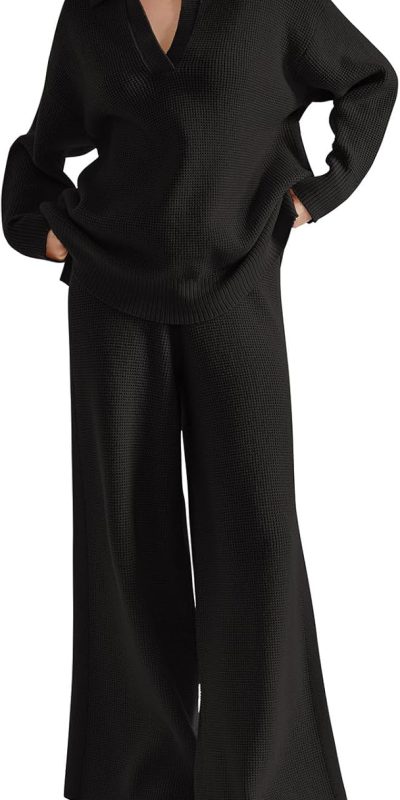 SUUKSESS Women's Black Oversized Lounge Set, Size L