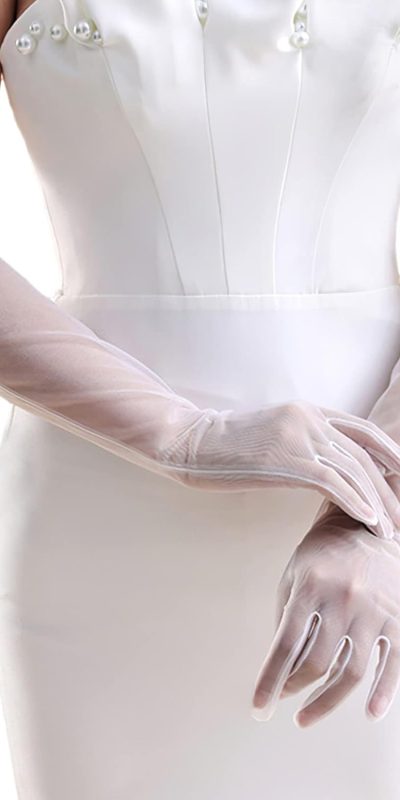 Sheer Tulle Long Gloves for Women - Perfect for Weddings & Parties