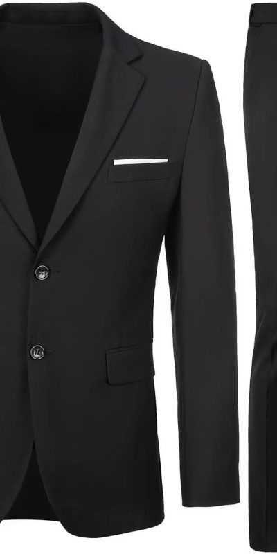 Men's Slim Fit 2-Piece Suit Set with Blazer, Vest & Pants