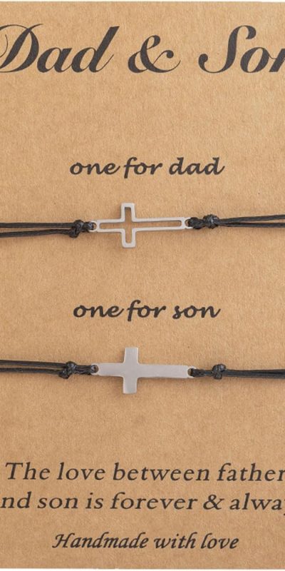 SNORSO Cross Matching Bracelets Gifts Ideas for Daughter Son Mother Father - Mother Daughter/Son Bracelets, Father Daughter/Son Bracelets Fathers Day Mothers Day Christmas Birthday Jewellery Gifts