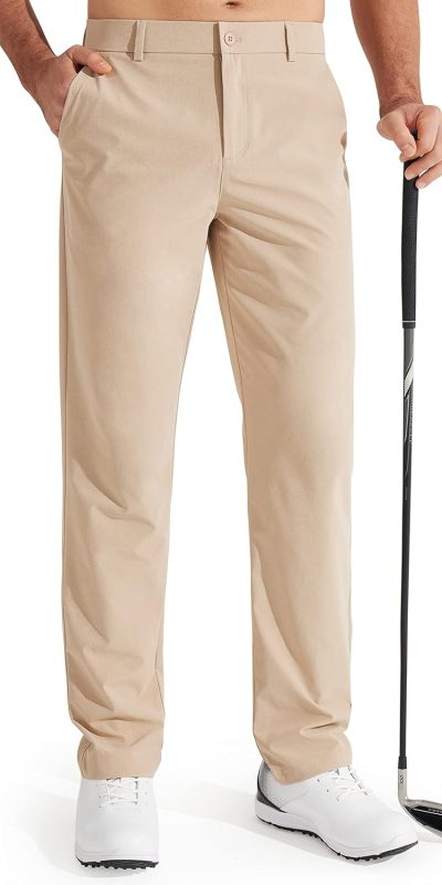 Libin Mens Golf Pants Stretch Work Dress Pants 30"/32"/34" Quick Dry Lightweight Casual Comfy Trousers with Pockets