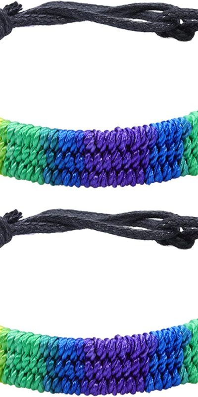 Rainbow LGBT Pride Bracelet for Lesbian Gay Bisexual Adjustable LGBTQ Pride Bracelets Handmade Braided Wristband Pride Month Friendship Bracelet Gifts for Men Women Bulk