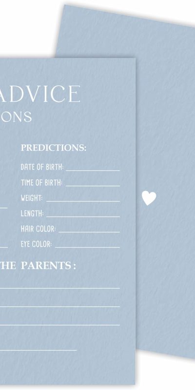 Mist Blue Baby Shower Game Kit - 30 Fill-In Cards