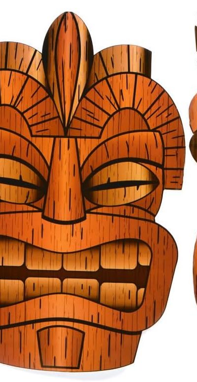 Jumbo Brown Tiki Mask Cutouts - 3 Piece Set, 34"-36