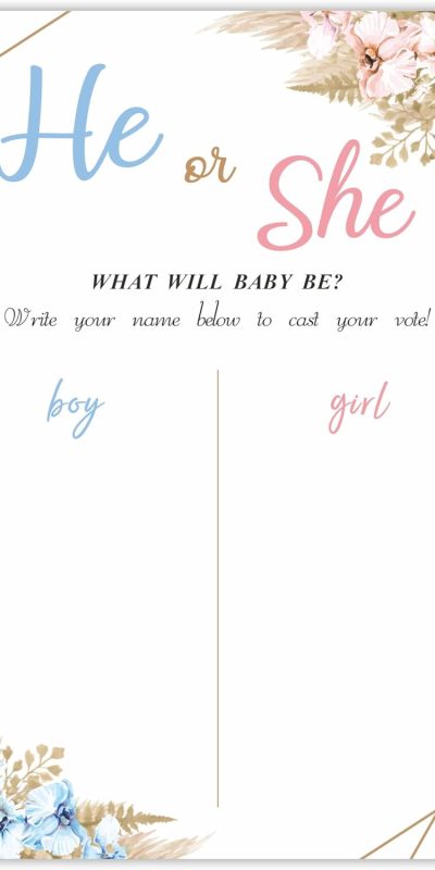 Boho Floral Gender Reveal Game Sign - Self-Standing Decor