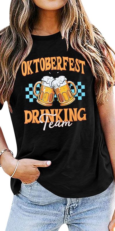Oktoberfest Shirt Women German Shirts - Womens October Festival Costume Oktoberfest Outfits Casual Short Sleeve Tops