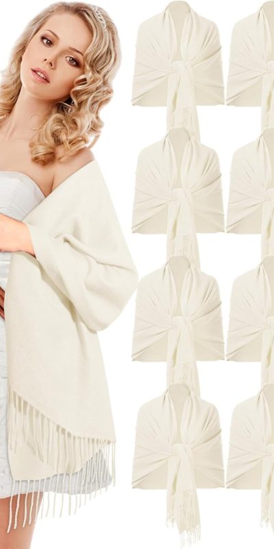 Haysandy 12 Pcs Bulk Pashmina Shawls for Wedding Women Scarf Bridesmaid Shawls and Wraps Party Gift for Guest