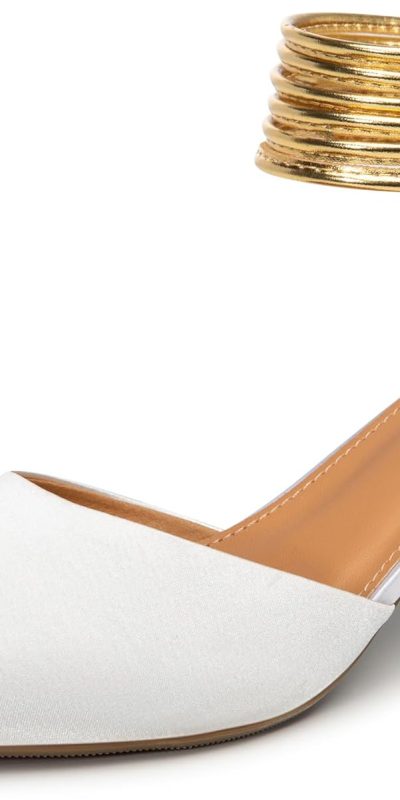 Trary Women's Ankle Strap Kitten Heels - Green, Red, Purple & Black Heels for Women, Closed Toe with Stiletto & Golden Strap