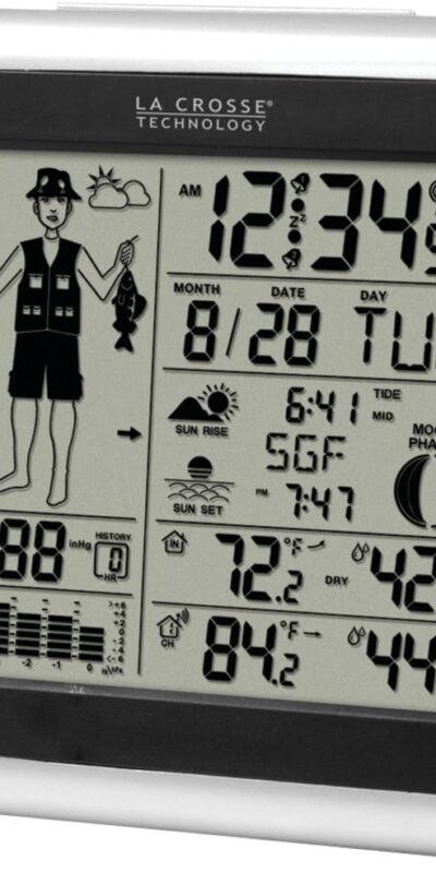 La Crosse Technology Atomic Weather Station with Fisherman Icon, Dual Alarms