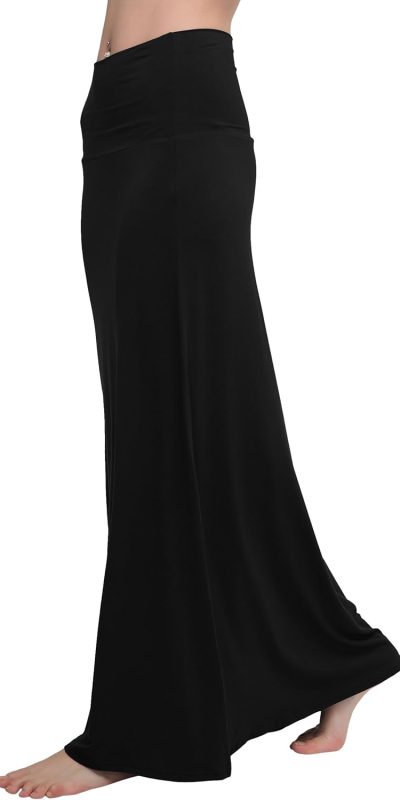 Urban CoCo Women's Comfy Spandex Fold-Over Maxi Skirt - Long