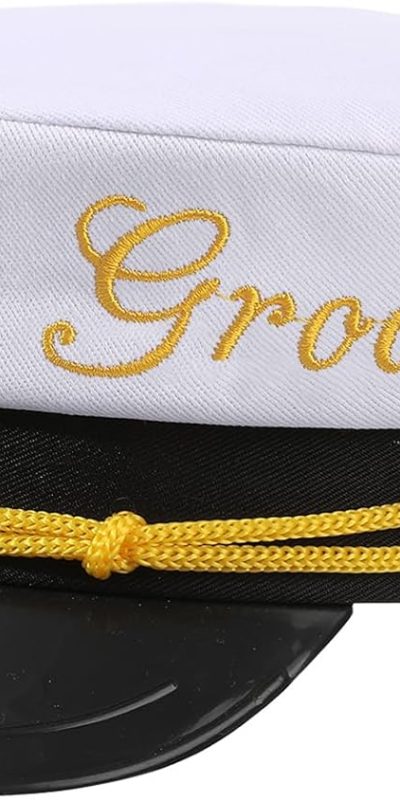 Bride & Groom Captain Hat Nautical Bachelor Bachelorette Party Hat Wedding Newlywed Honeymoon Gifts
