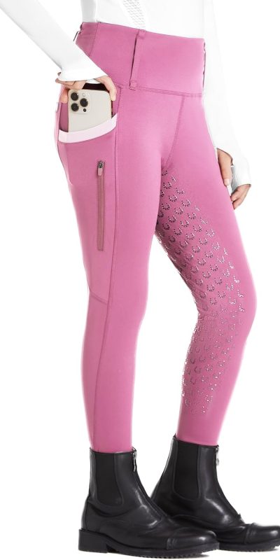 FitsT4 Girls High Waist Full Seat Riding Tights with Pockets