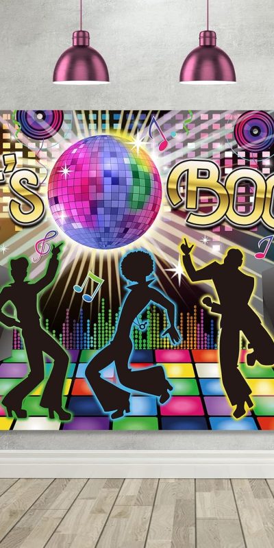 Disco Party Photo Booth Background, 72.8 x 43.3 Inches