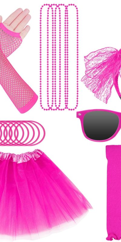 80s Outfit for Girls - 7 Pieces Kids 80s Costume Accessories for Women 1970s 1980s Fancy Dress Leg Warmer for Cosplay Party