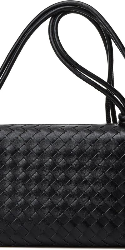 Handwoven Vegan Leather Crossbody Bag for Women - Small