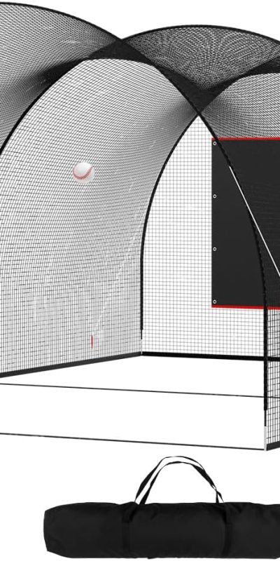 Baseball Batting Cage Net for Home Practice,Enclosed Hitting Cage Net and Frame for Baseball and Softball,Batting Cages for Backyard for Pitching and Hitting 20FT×10FT×8FT