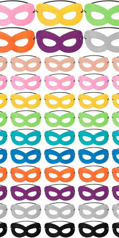 Foaincore 100 Felt Halloween Eye Mask Masquerade Party Favors Elastic Adjustable Robber Masks for Holiday Favor