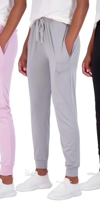 3 Pack: Women's Ultra-Soft Silky Dry Fit Lounge Joggers Lightweight Dry-Fit Pants with Pockets (Available in Plus)