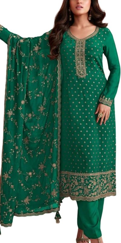 Diwali Special Women's Ready to wear Embroidered Straight Indian Pakistani Salwar Suit.