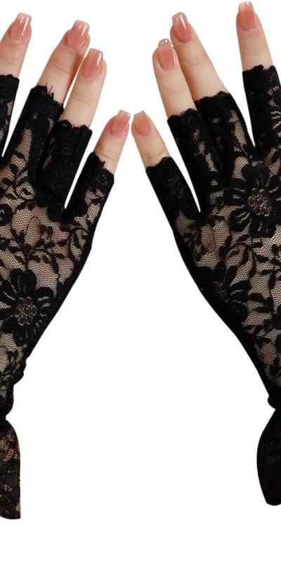 Mrotrida Women's Punk Fingerless Glove Cosplay Ripped Gloves for Halloween Costume Party 1Pair