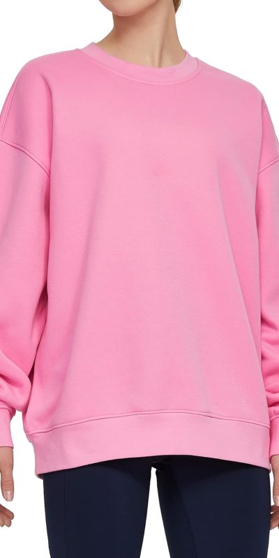 THE GYM PEOPLE Womens' Fleece Crewneck Loose fit Soft Oversized Pullover Sweatshirt