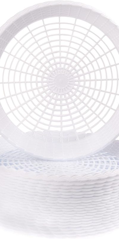 24 Pack Reusable Plastic Paper Plate Holders Heavy Duty Woven Paper Plate Holder (White)