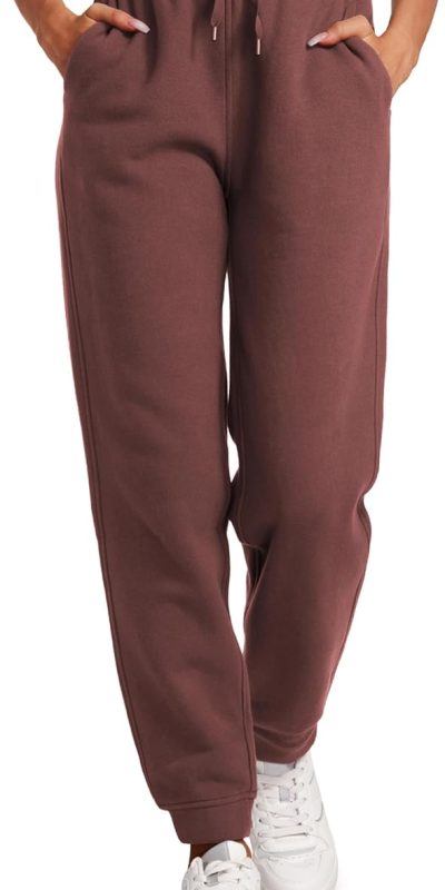 CRZ YOGA Cotton Fleece Lined Sweatpants Women High Waisted Warm Casual Lounge Jogger Pants with Pockets