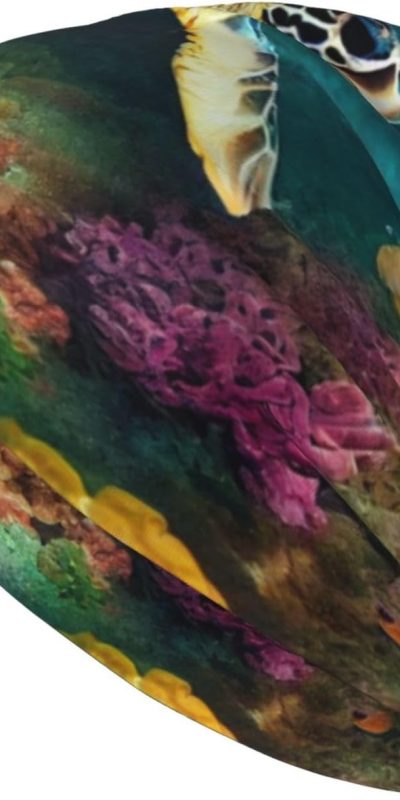 Sea Turtle Swimming in Sea Beanie Chemo Hat Cancer Headwear Knitted Hat Nightcap Cap for Women Men Black