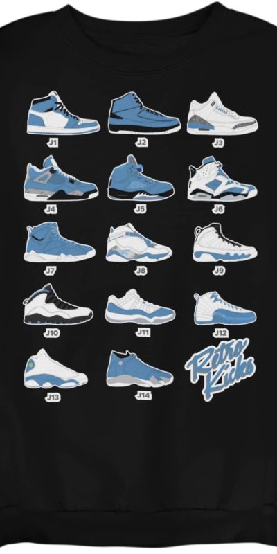 Jordan Retro Sneakers University Blue Image Sweatshirt to Match Jordans, Tee to Match Jordan 1 2 3 4 5 6 11 12 13