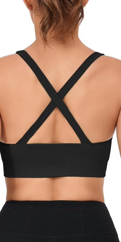 RUNNING GIRL Sports Bras for Women,Sexy Crisscross Back Seamless Padded Sports Bra High Support with Removable Pads