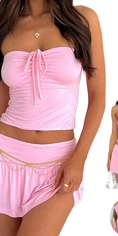 CAPE CLIQUE Two Piece Sets for Women Going Out Summer Rave Outfits Festival Sexy Y2K Skirt and Top Set