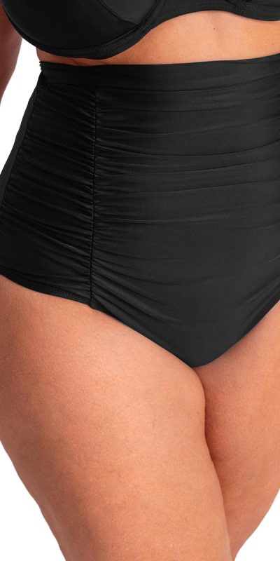 SHAPERMINT Women Ruched High Waisted Bikini Bottom Swimsuit, Tummy Control Full Coverage Swimwear, Small to Plus Size