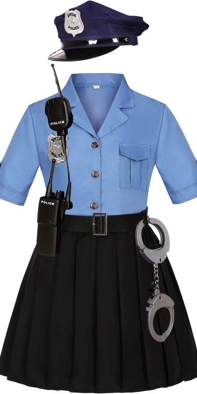 Police Officer Costume for Kids Police Dress Up for Halloween Party Girl’s Police Gift Role Play