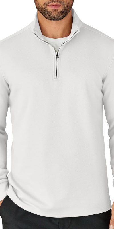 COOFANDY Men's Quarter Zip Up Pullover Lightweight Mock Neck Sweatshirt Casual Long Sleeve Polo Shirt