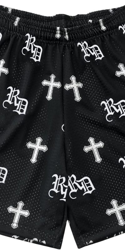 DIOTSR Mens Retro Casual Graphic Shorts Elastic Waistband Streetwear Athletic Basketball Running Active Shorts