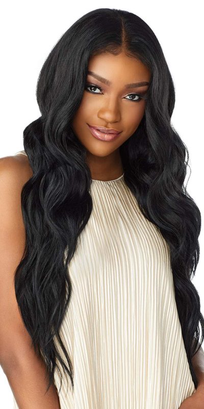 Sensationnel What lace 13x6 Wigs - brielle lacefrontal hand tied glueless synthetic with natural density preplucked hairline (1B OFFBLACK)