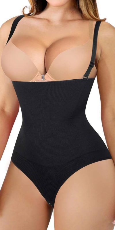 Nebility Women Waist Trainer Shapewear Thong Bodysuit Seamless Tummy Control Panty Faja Open Bust Body Shaper