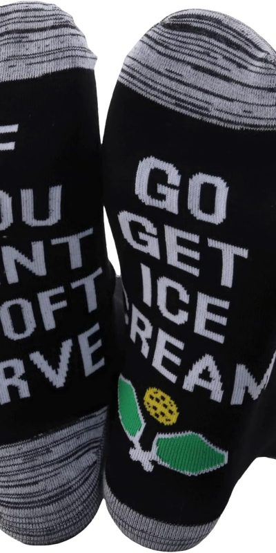PWHAOO 1 Pair Funny Pickleball Socks If You Want A Soft Serve Go Get Ice Cream Socks Pickleball Sports Themed Socks